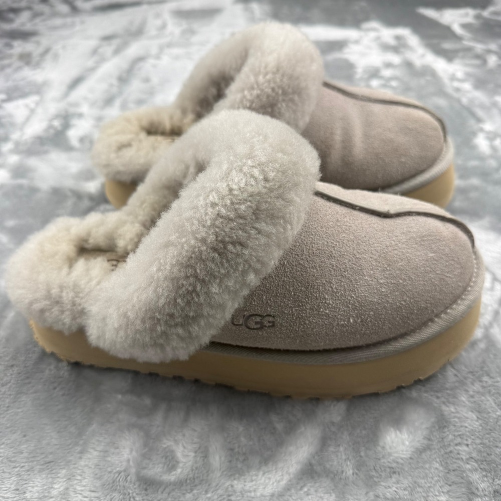 UGG Disquette Suede Platform Slippers Goat Grey Womens 8 1122550‎ - Picture 10 of 13